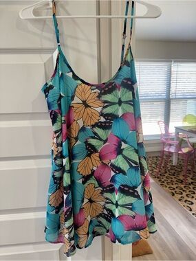 Show Me Your MuMu Floral & Butterfly Spaghetti-Strap Mini Dress - Teal Multi